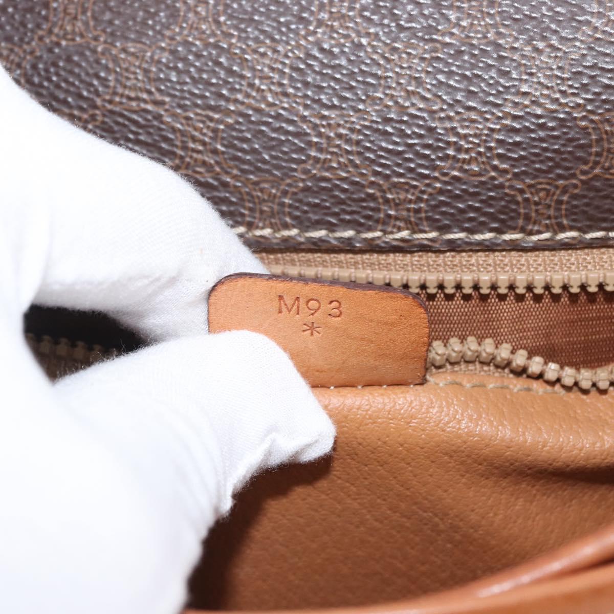 CELINE Macadam Canvas Shoulder Bag PVC Leather Brown Gold Auth LNZ209