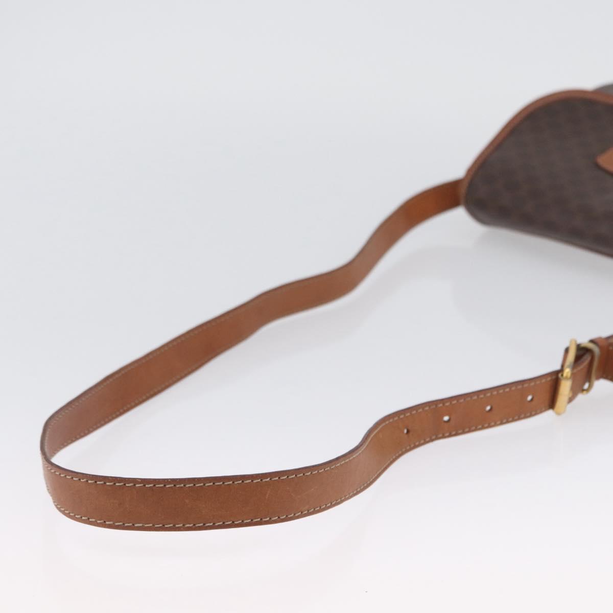 CELINE Macadam Canvas Shoulder Bag PVC Leather Brown Gold Auth LNZ209