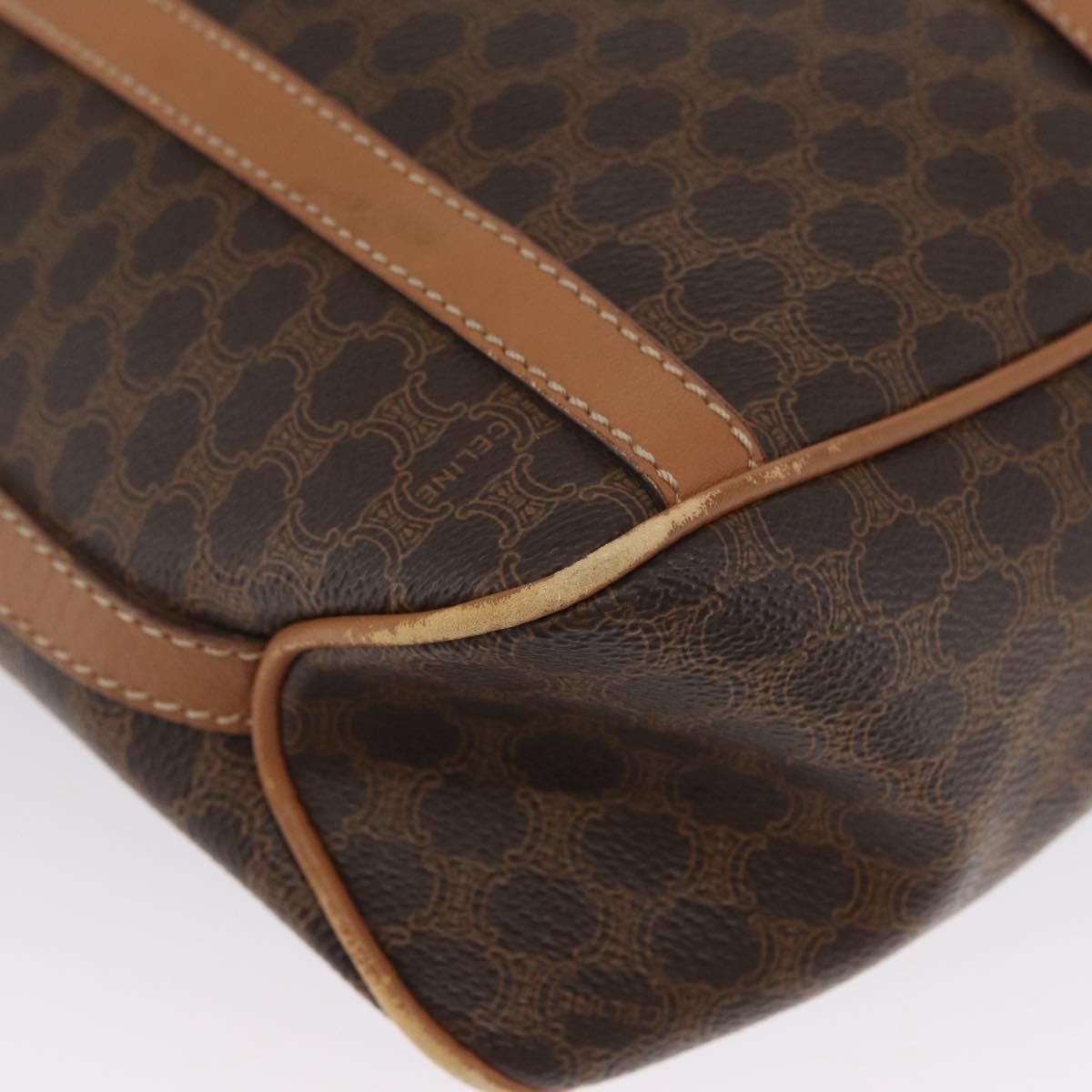 CELINE Macadam Canvas Shoulder Bag PVC Leather Brown Gold Auth LNZ210