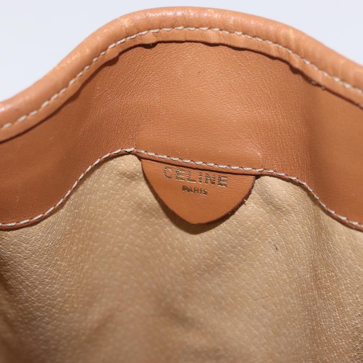 CELINE Macadam Canvas Shoulder Bag PVC Leather Brown Gold Auth LNZ210
