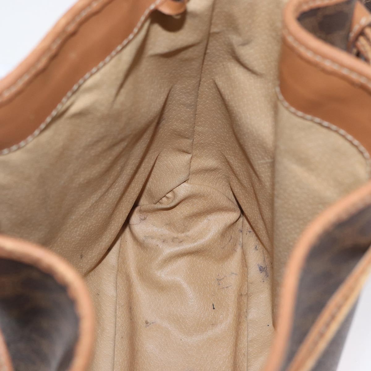 CELINE Macadam Canvas Shoulder Bag PVC Leather Brown Gold Auth LNZ210