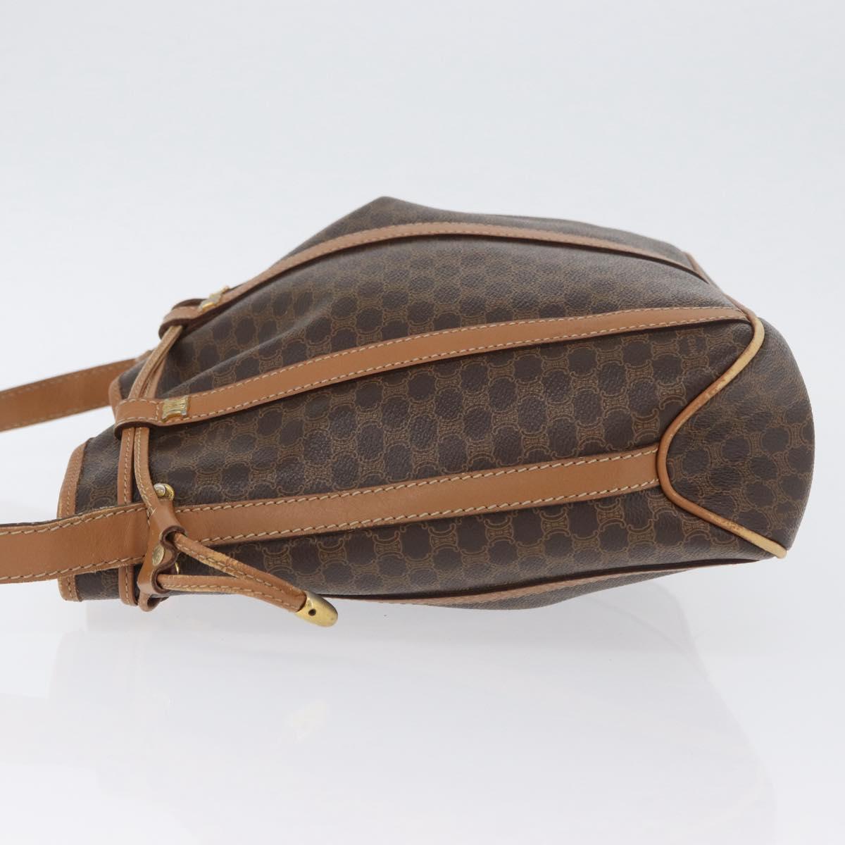 CELINE Macadam Canvas Shoulder Bag PVC Leather Brown Gold Auth LNZ210