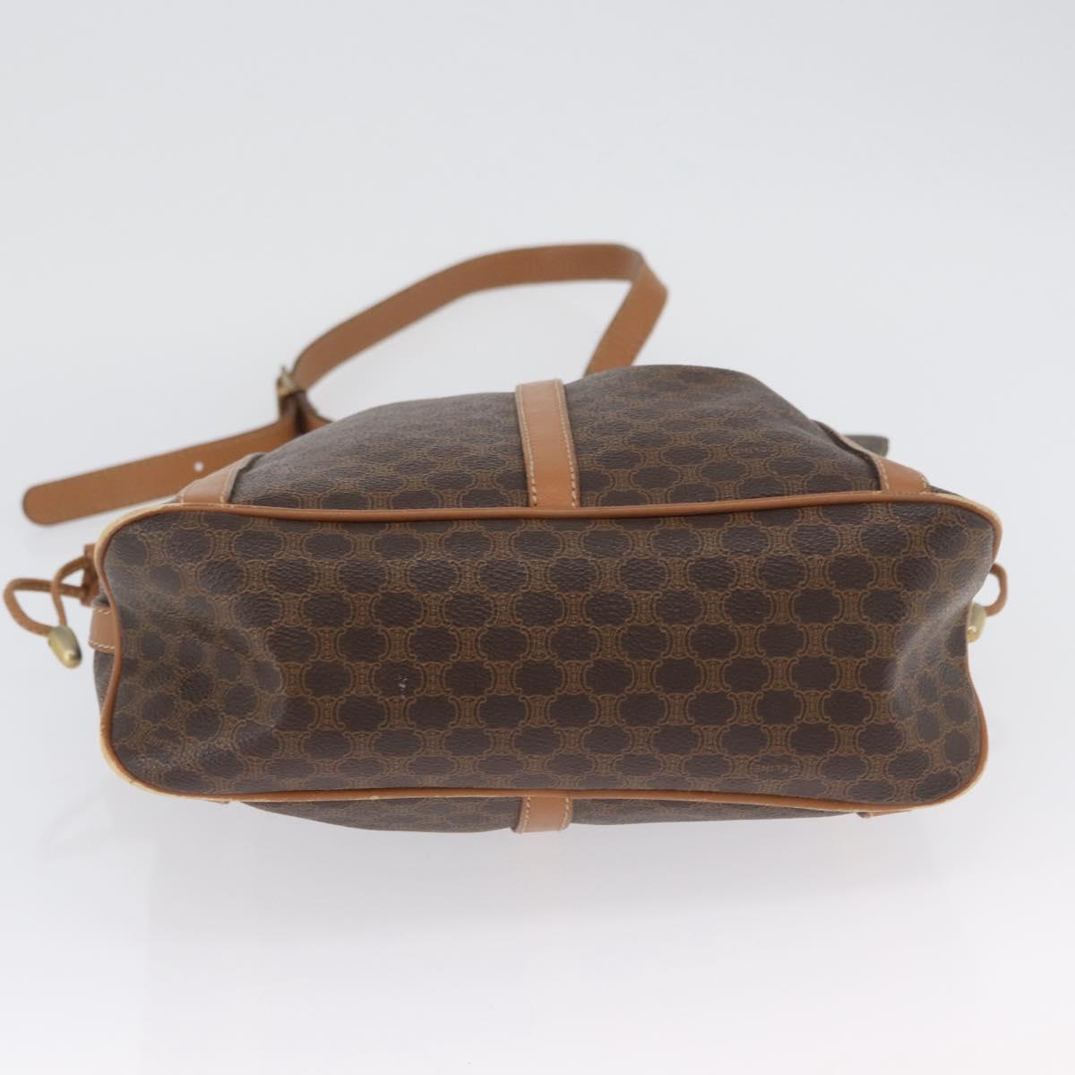 CELINE Macadam Canvas Shoulder Bag PVC Leather Brown Gold Auth LNZ210