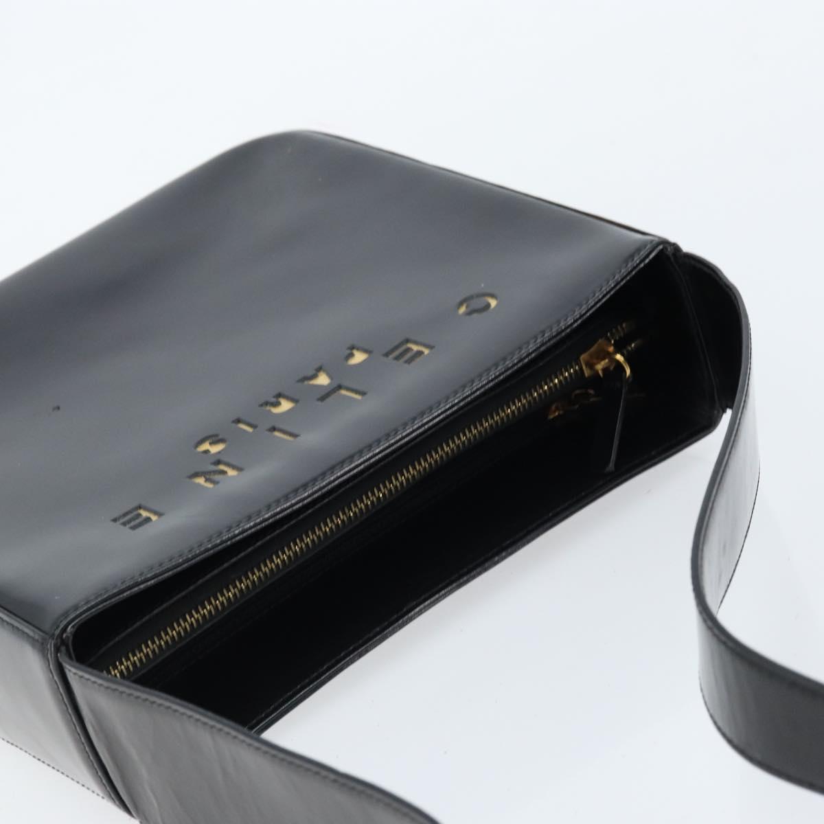 CELINE Shoulder Bag Leather Black Gold Auth LNZ211