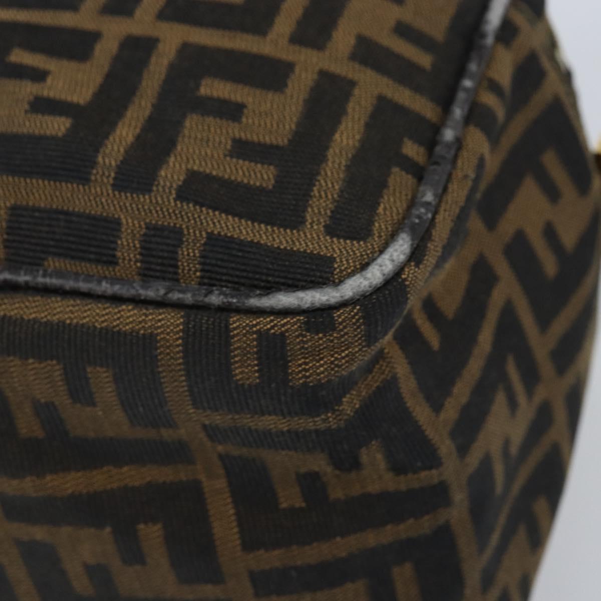FENDI Zucca Canvas Shoulder Bag Brown Black Auth LNZ213