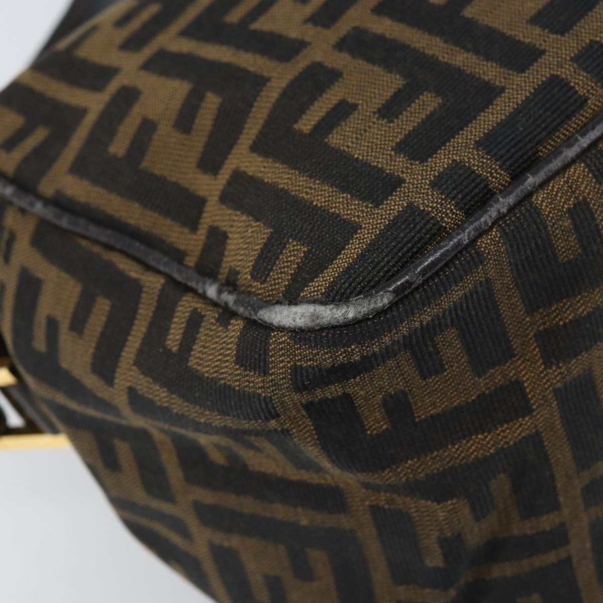 FENDI Zucca Canvas Shoulder Bag Brown Black Auth LNZ213