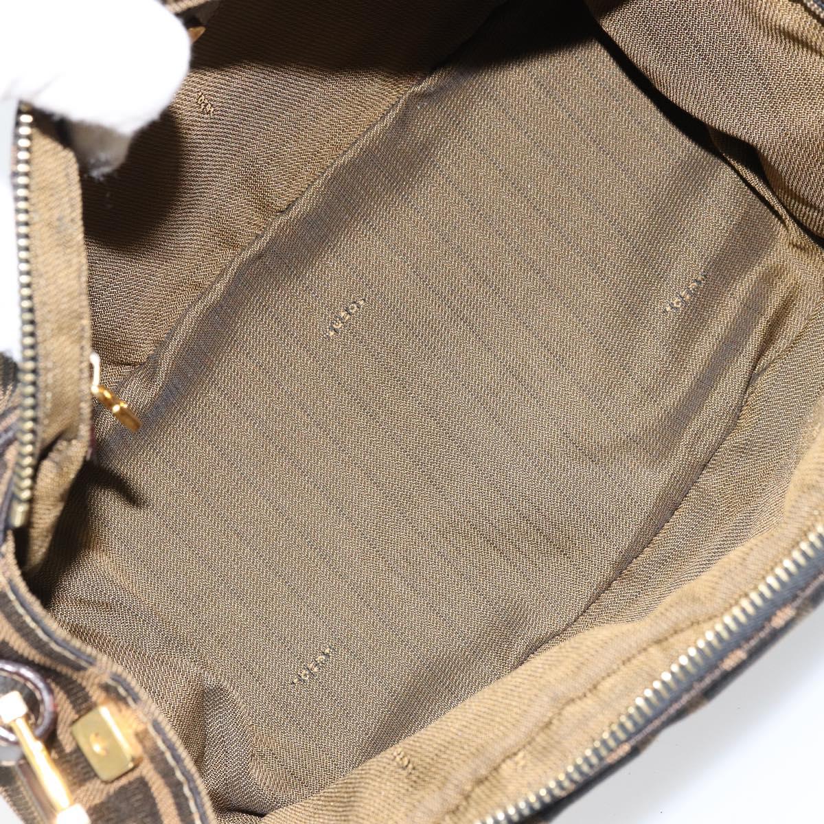 FENDI Zucca Canvas Shoulder Bag Brown Black Auth LNZ213