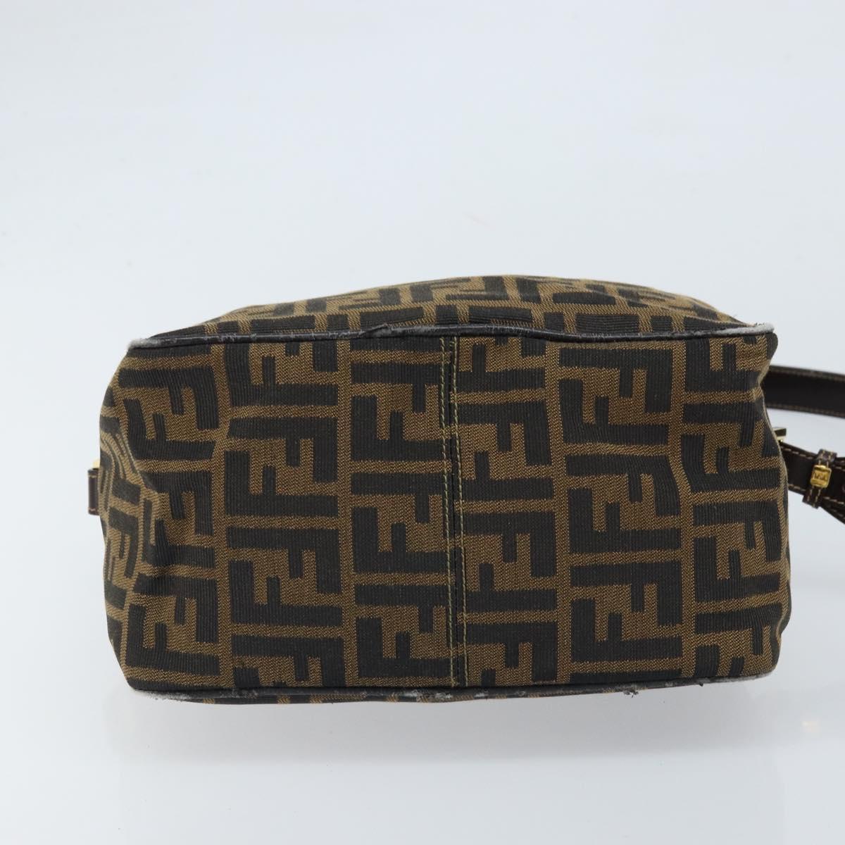 FENDI Zucca Canvas Shoulder Bag Brown Black Auth LNZ213