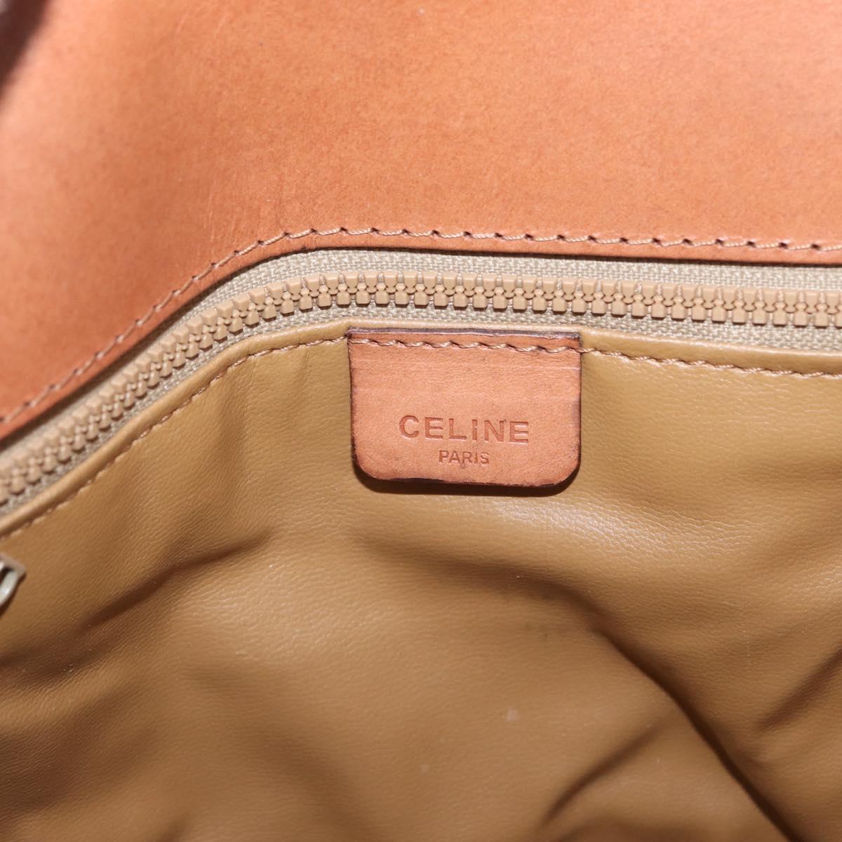 CELINE Macadam Canvas Shoulder Bag PVC Leather Brown Gold Auth LNZ224