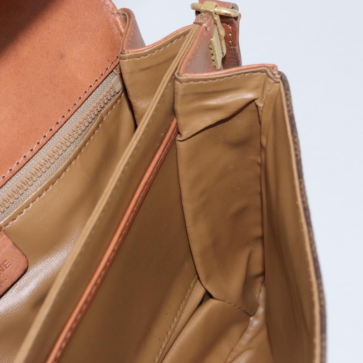 CELINE Macadam Canvas Shoulder Bag PVC Leather Brown Gold Auth LNZ224