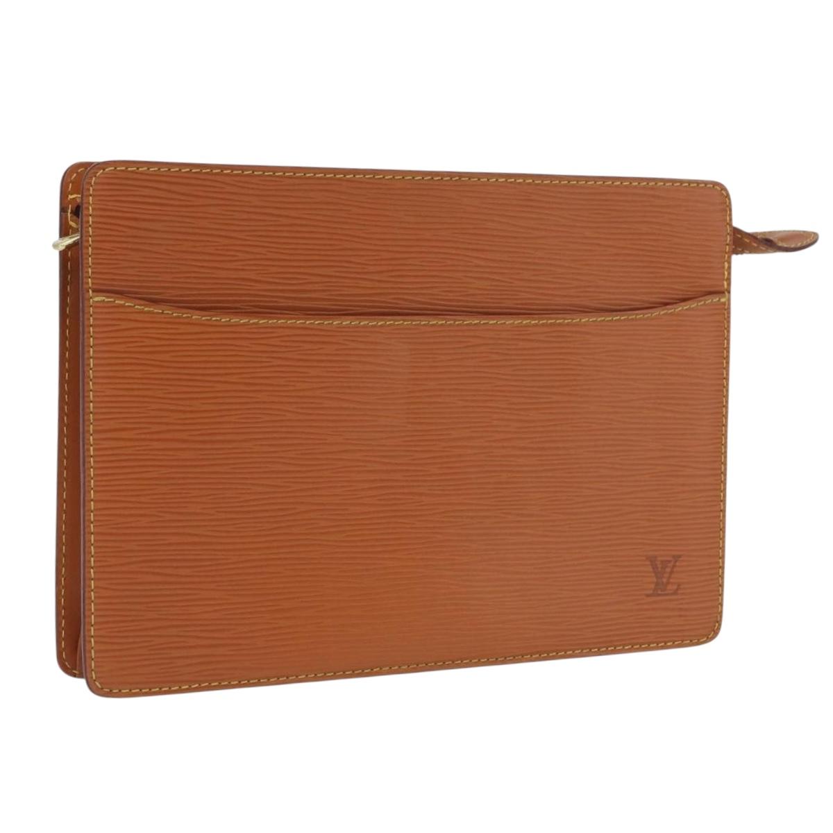LOUIS VUITTON Epi Pochette Homme Bag Brown Zipangu Gold M52528 LV Auth LNZ226