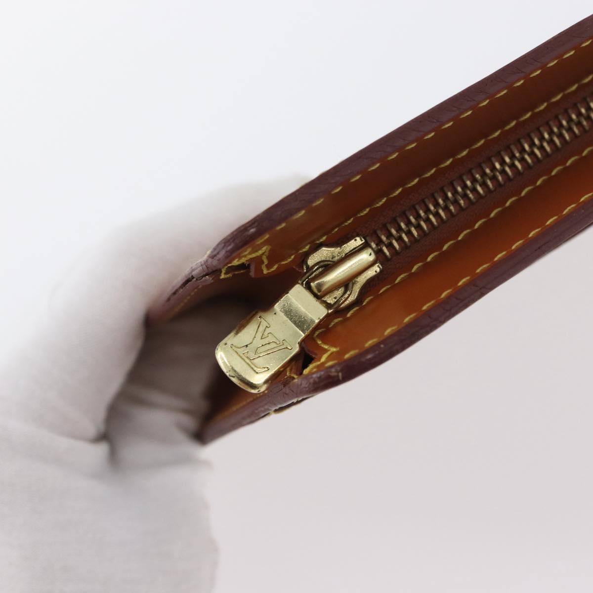 LOUIS VUITTON Epi Pochette Homme Bag Brown Zipangu Gold M52528 LV Auth LNZ226