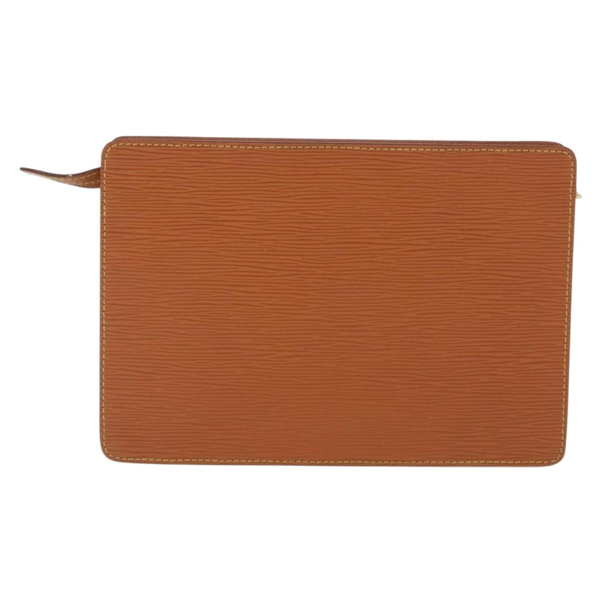 LOUIS VUITTON Epi Pochette Homme Bag Brown Zipangu Gold M52528 LV Auth LNZ226