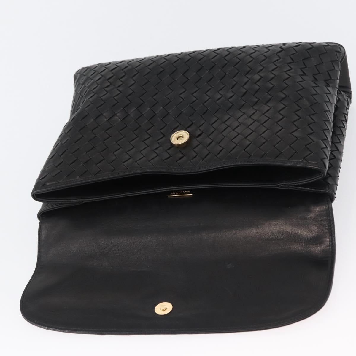 BALLY Hand Bag Leather Black Gold Auth LNZ227A