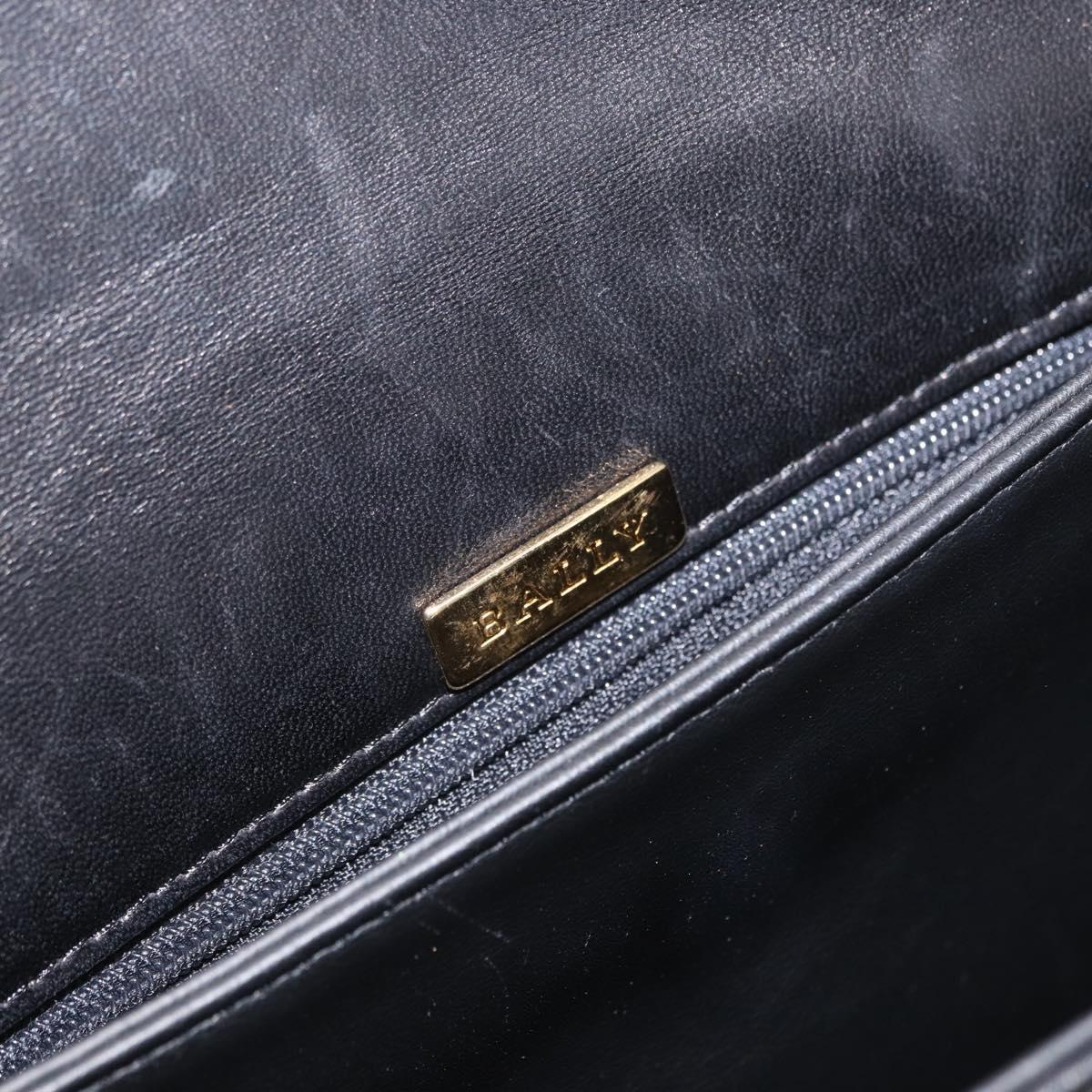 BALLY Hand Bag Leather Black Gold Auth LNZ227A