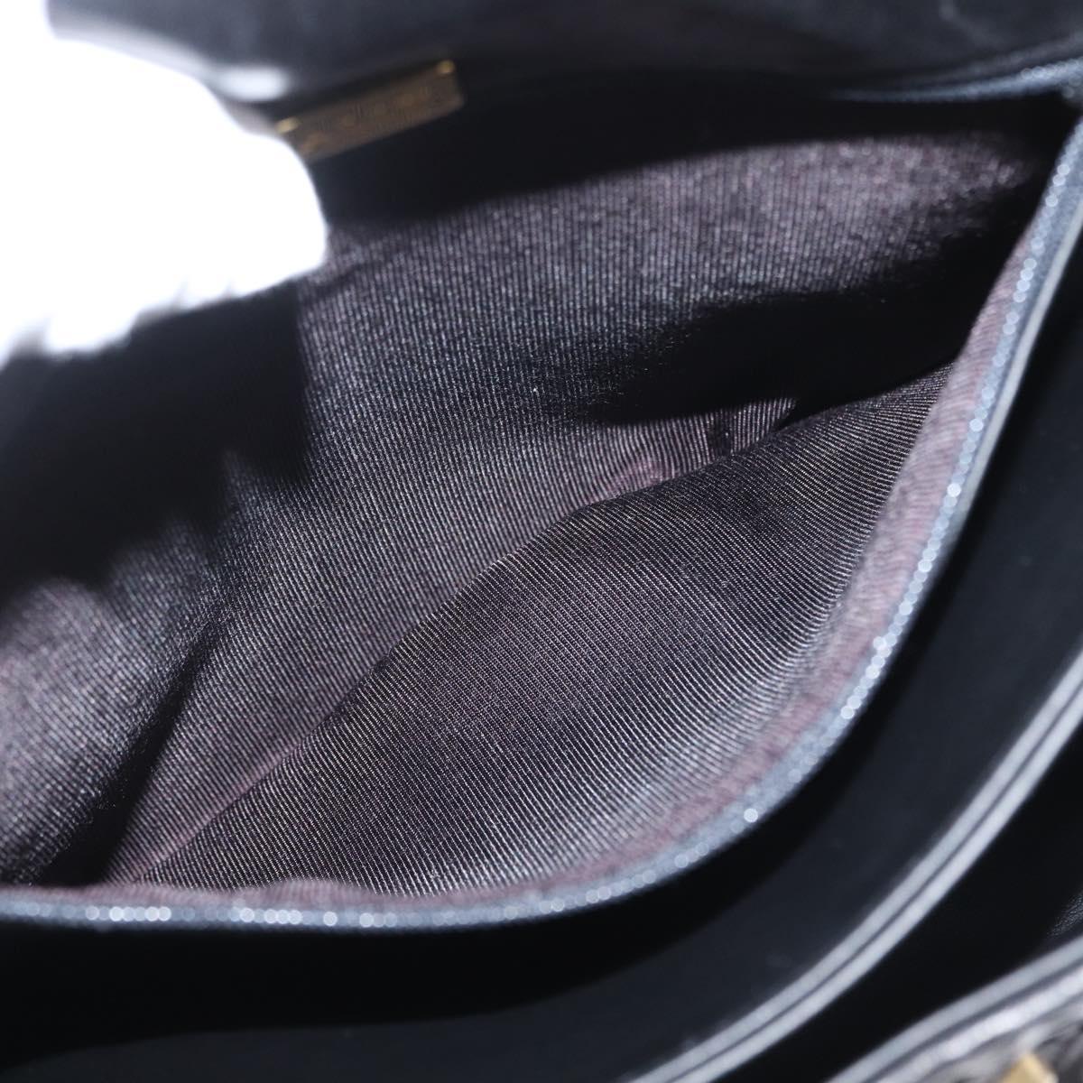 BALLY Hand Bag Leather Black Gold Auth LNZ227A