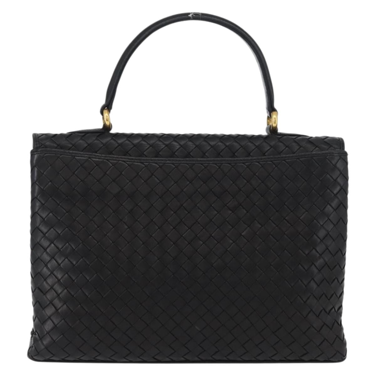 BALLY Hand Bag Leather Black Gold Auth LNZ227A