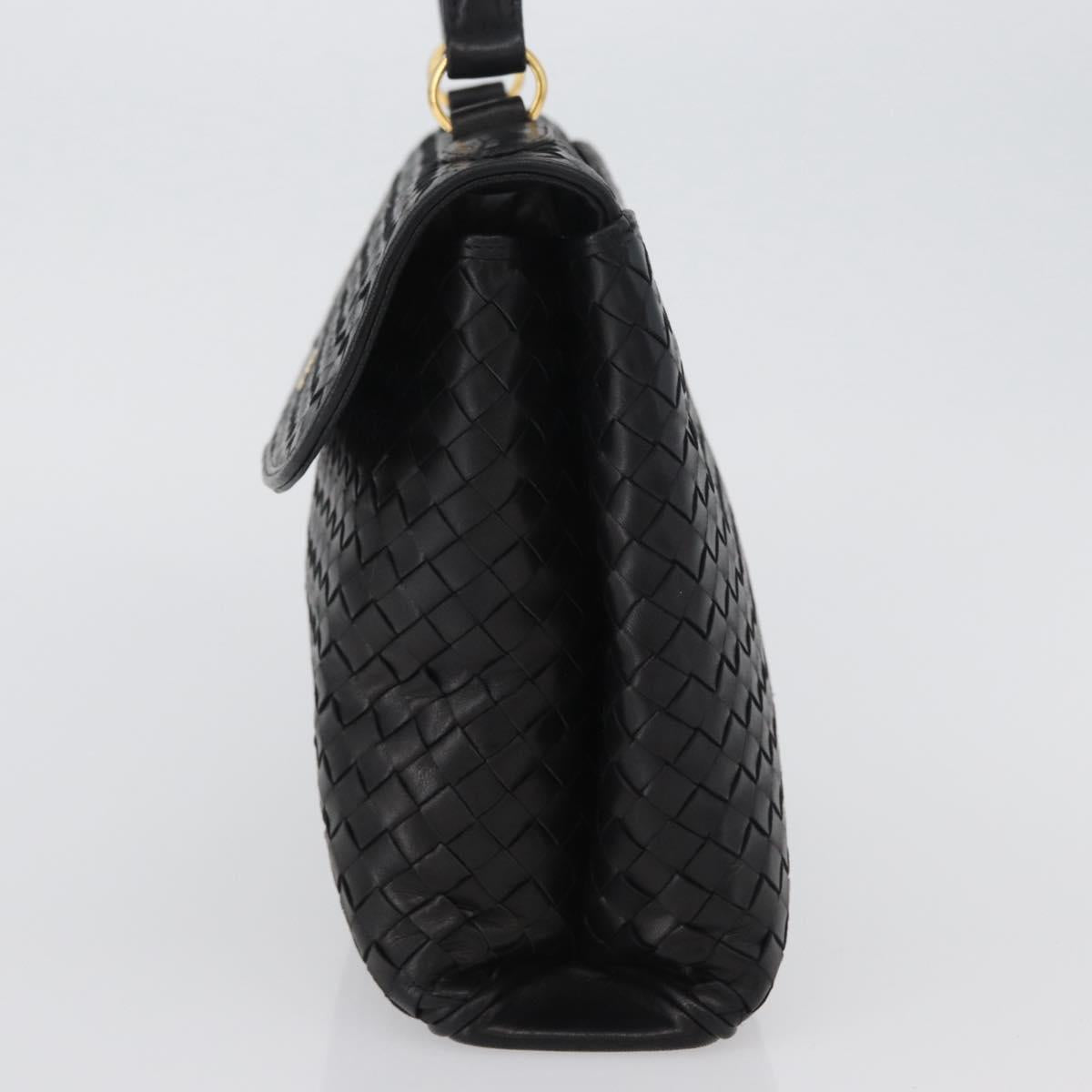 BALLY Hand Bag Leather Black Gold Auth LNZ227A