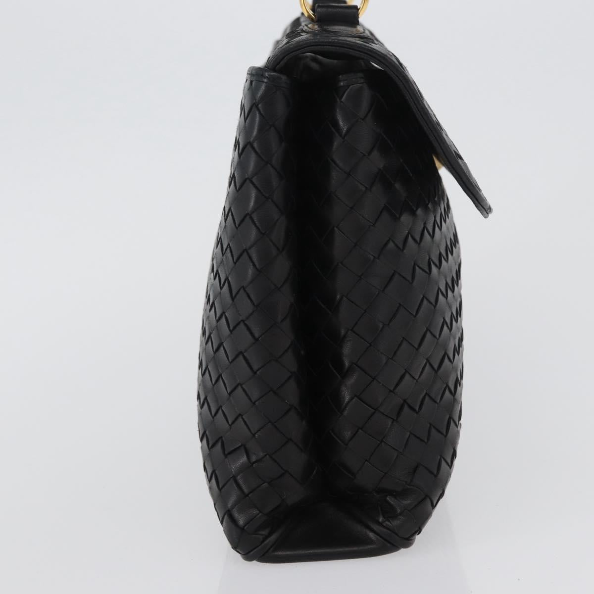 BALLY Hand Bag Leather Black Gold Auth LNZ227A