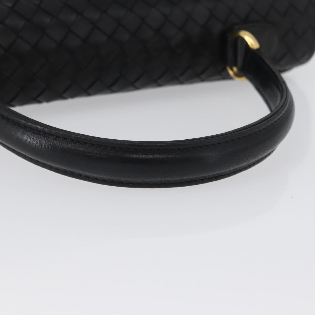 BALLY Hand Bag Leather Black Gold Auth LNZ227A