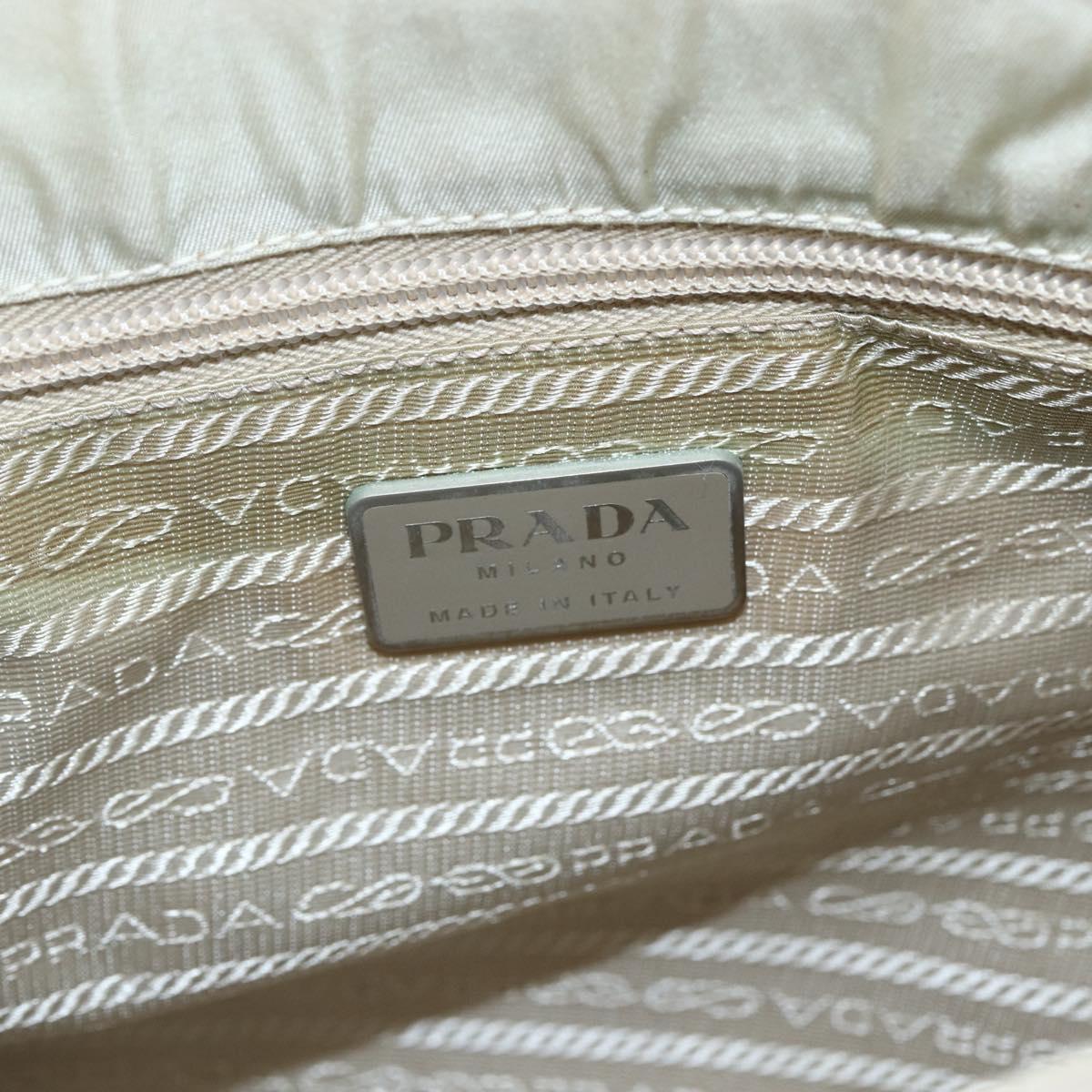 PRADA Hand Bag Nylon Ivory Silver Auth LNZ228