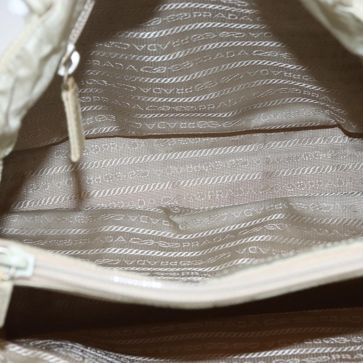 PRADA Hand Bag Nylon Ivory Silver Auth LNZ228