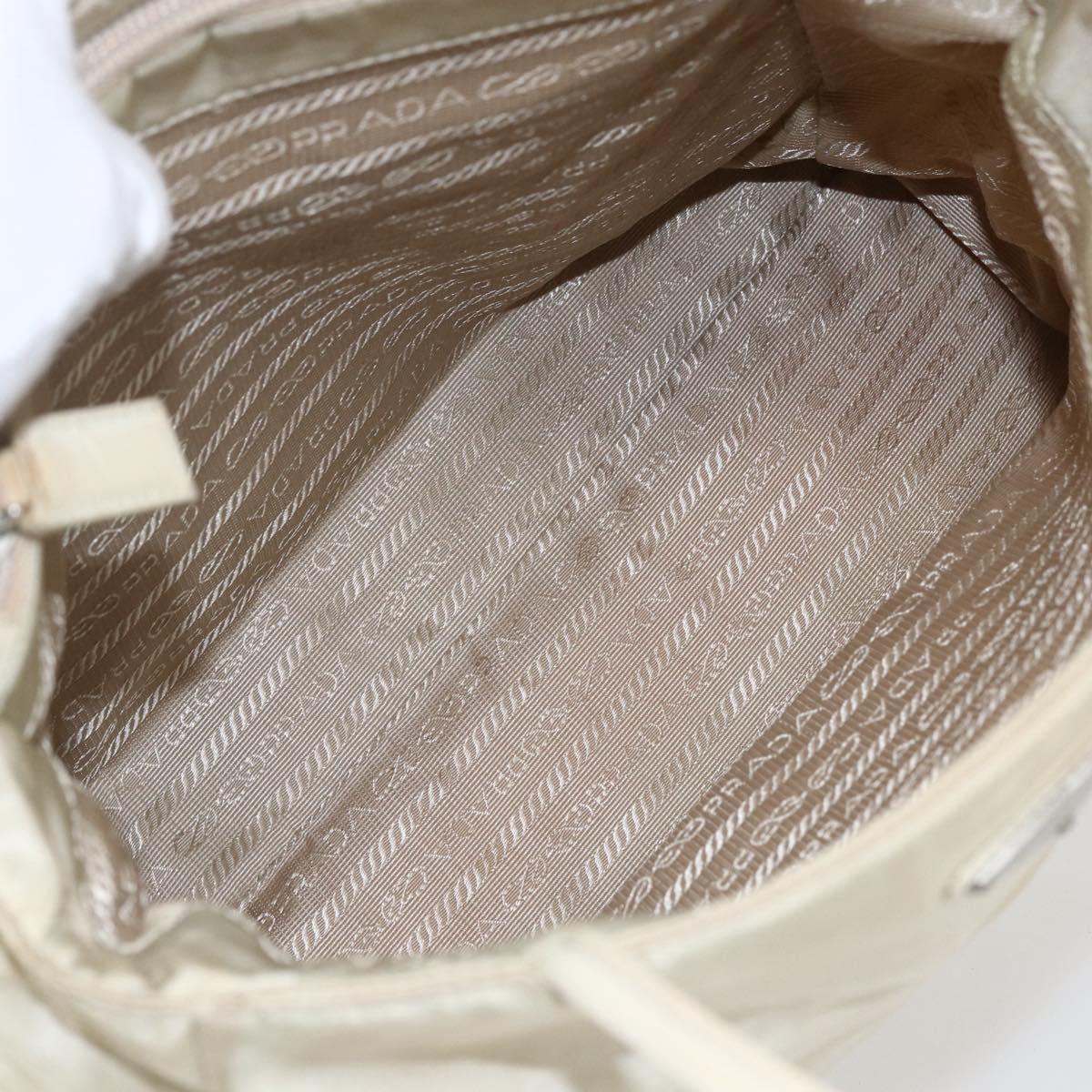 PRADA Hand Bag Nylon Ivory Silver Auth LNZ228