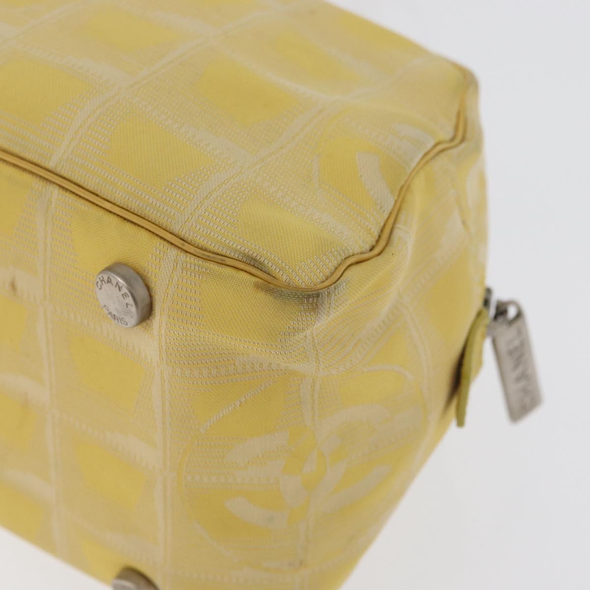 CHANEL New Travel Line Hand Bag Nylon Yellow Silver CC Auth LNZ232