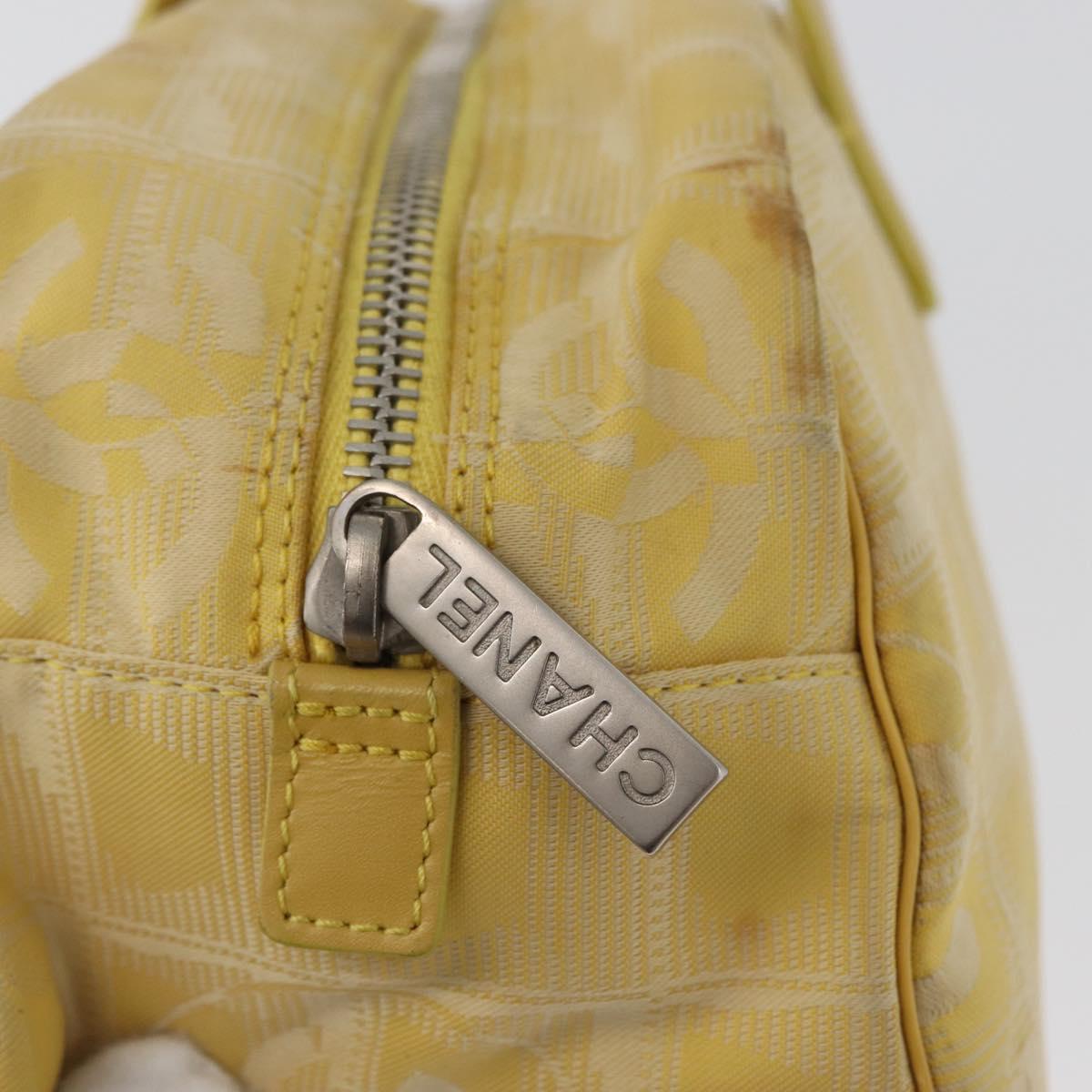 CHANEL New Travel Line Hand Bag Nylon Yellow Silver CC Auth LNZ232