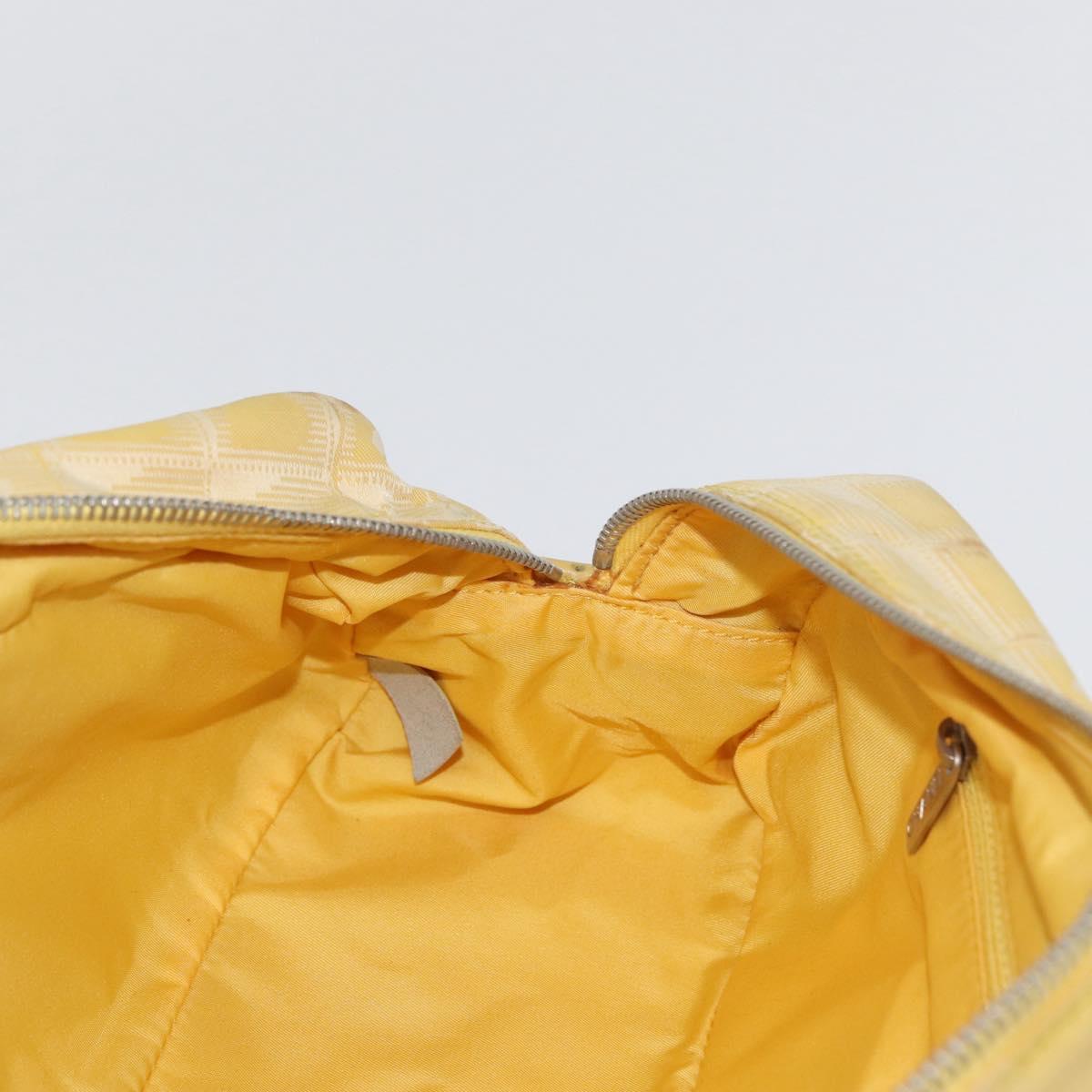CHANEL New Travel Line Hand Bag Nylon Yellow Silver CC Auth LNZ232