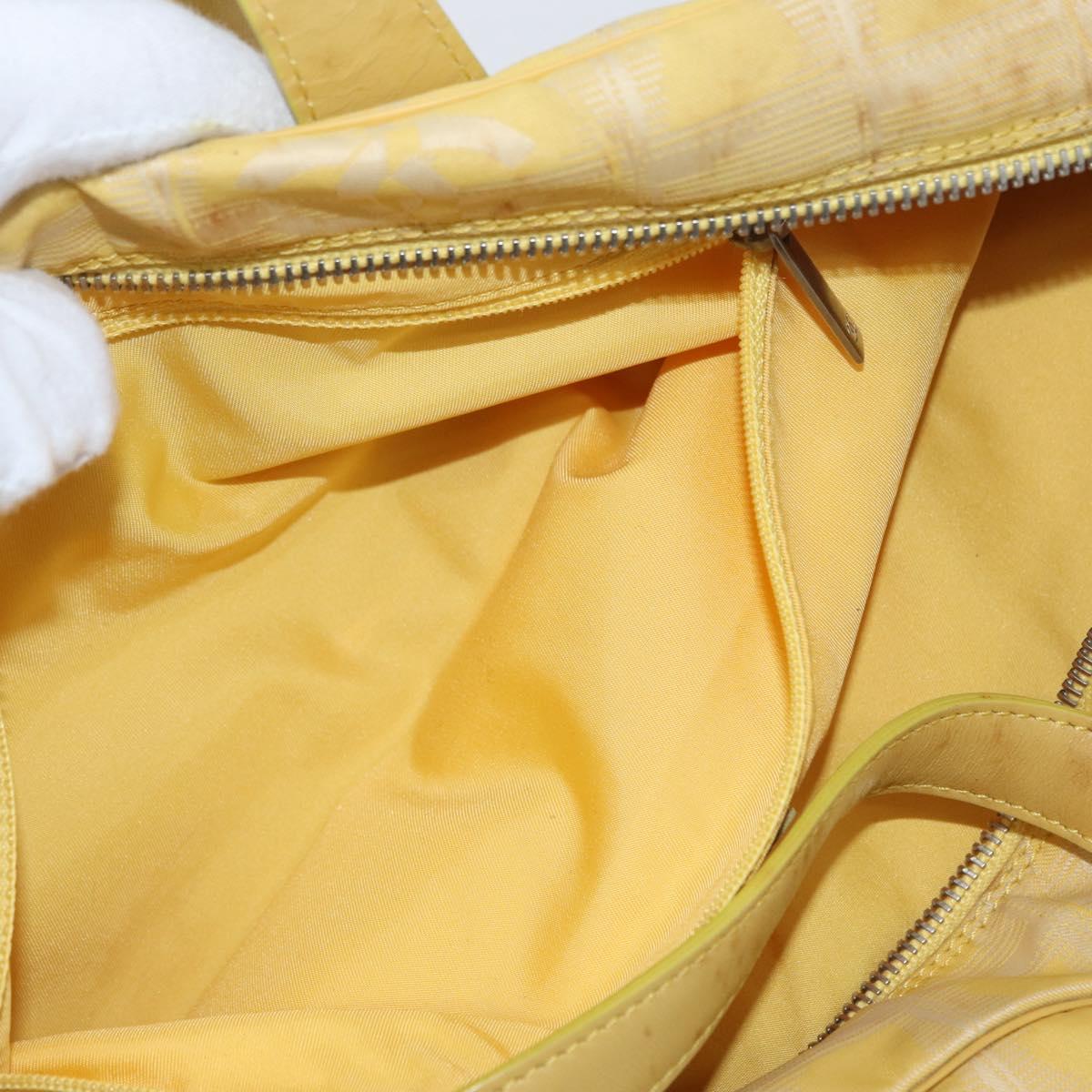 CHANEL New Travel Line Hand Bag Nylon Yellow Silver CC Auth LNZ232