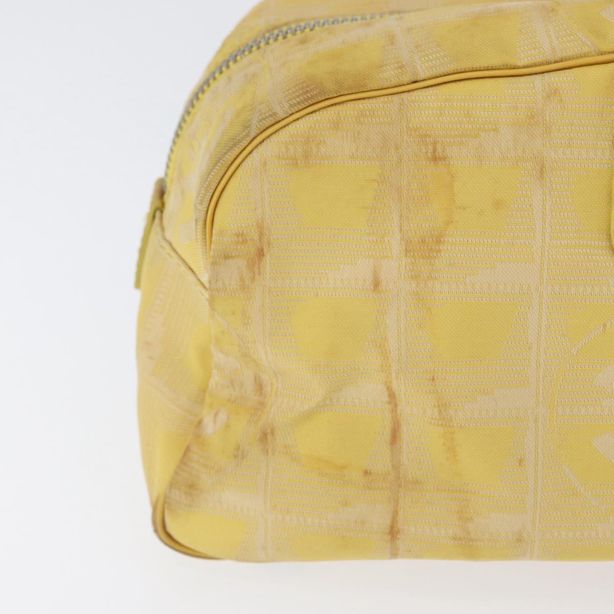CHANEL New Travel Line Hand Bag Nylon Yellow Silver CC Auth LNZ232