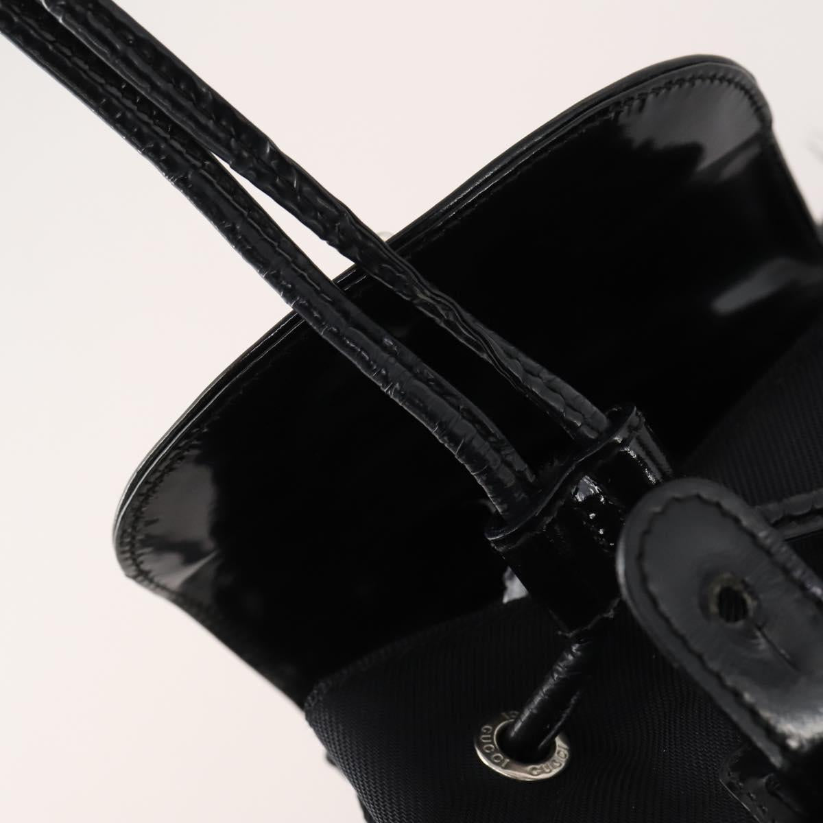 GUCCI Bamboo Backpack Patent leather Black Gold 003 2058 0030 Auth LNZ235