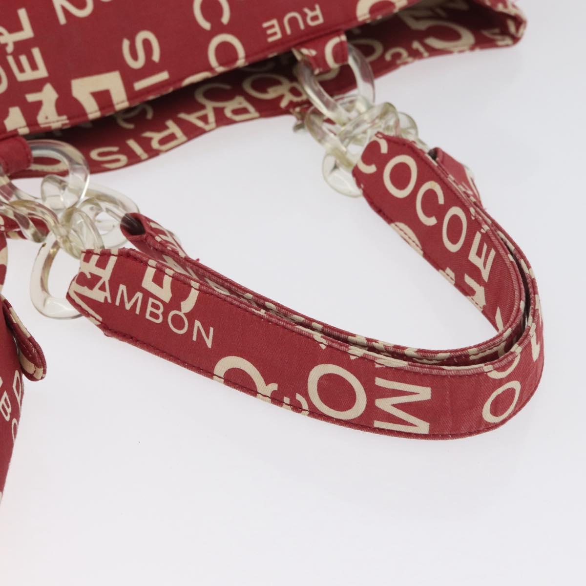 CHANEL By Sea Line Tote Bag Canvas Red CC Auth LNZ238A