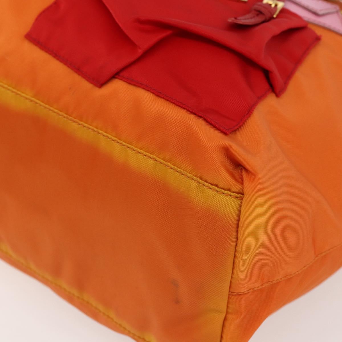 PRADA Tote Bag Nylon Orange Gold Auth LNZ241