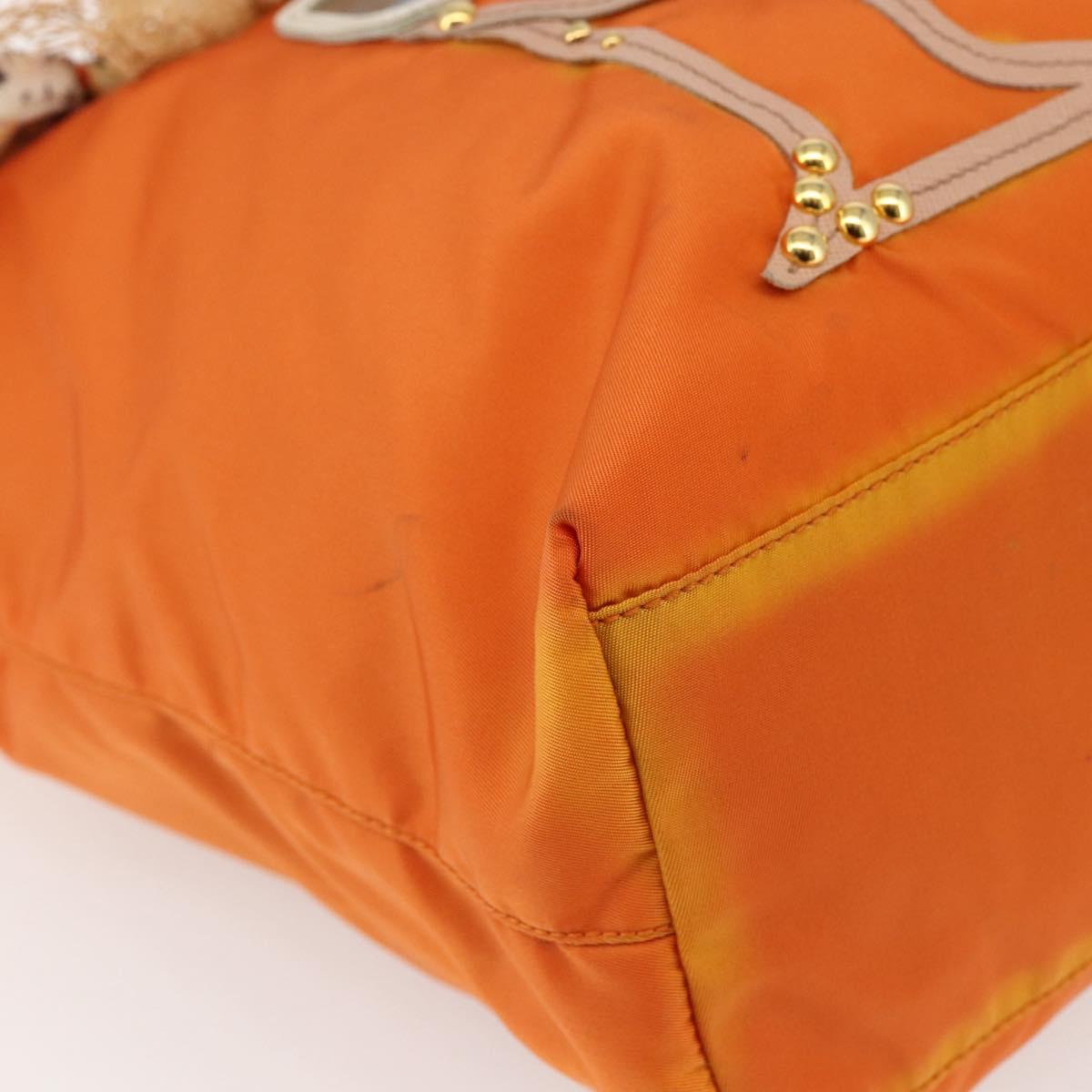 PRADA Tote Bag Nylon Orange Gold Auth LNZ241