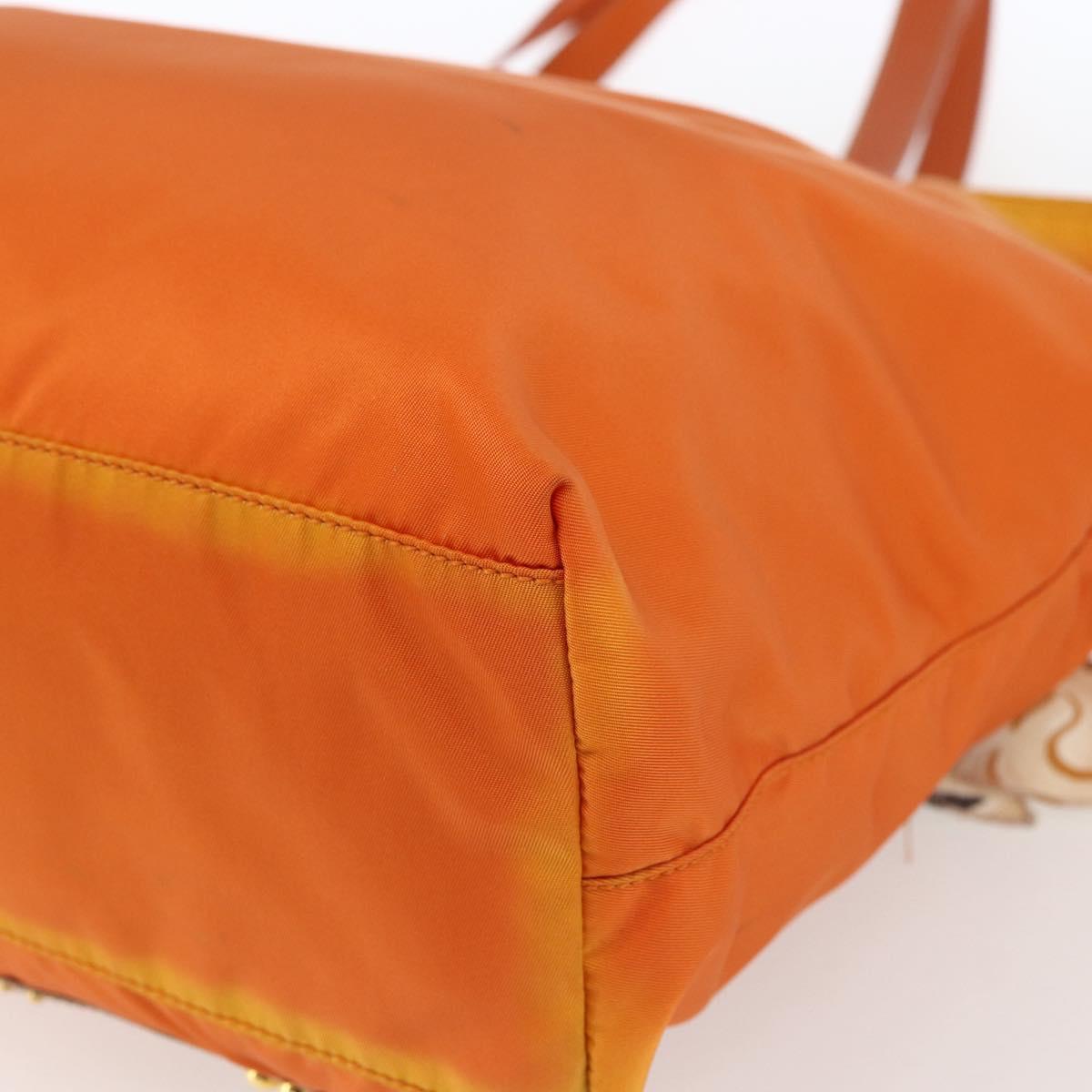 PRADA Tote Bag Nylon Orange Gold Auth LNZ241