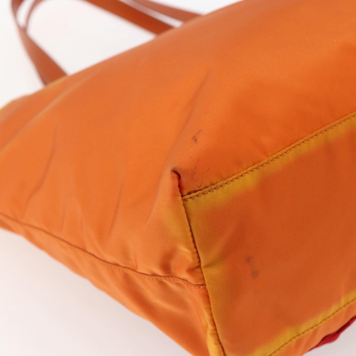 PRADA Tote Bag Nylon Orange Gold Auth LNZ241