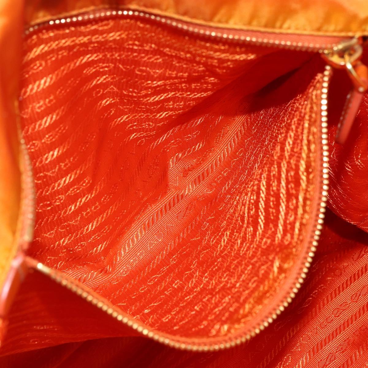 PRADA Tote Bag Nylon Orange Gold Auth LNZ241
