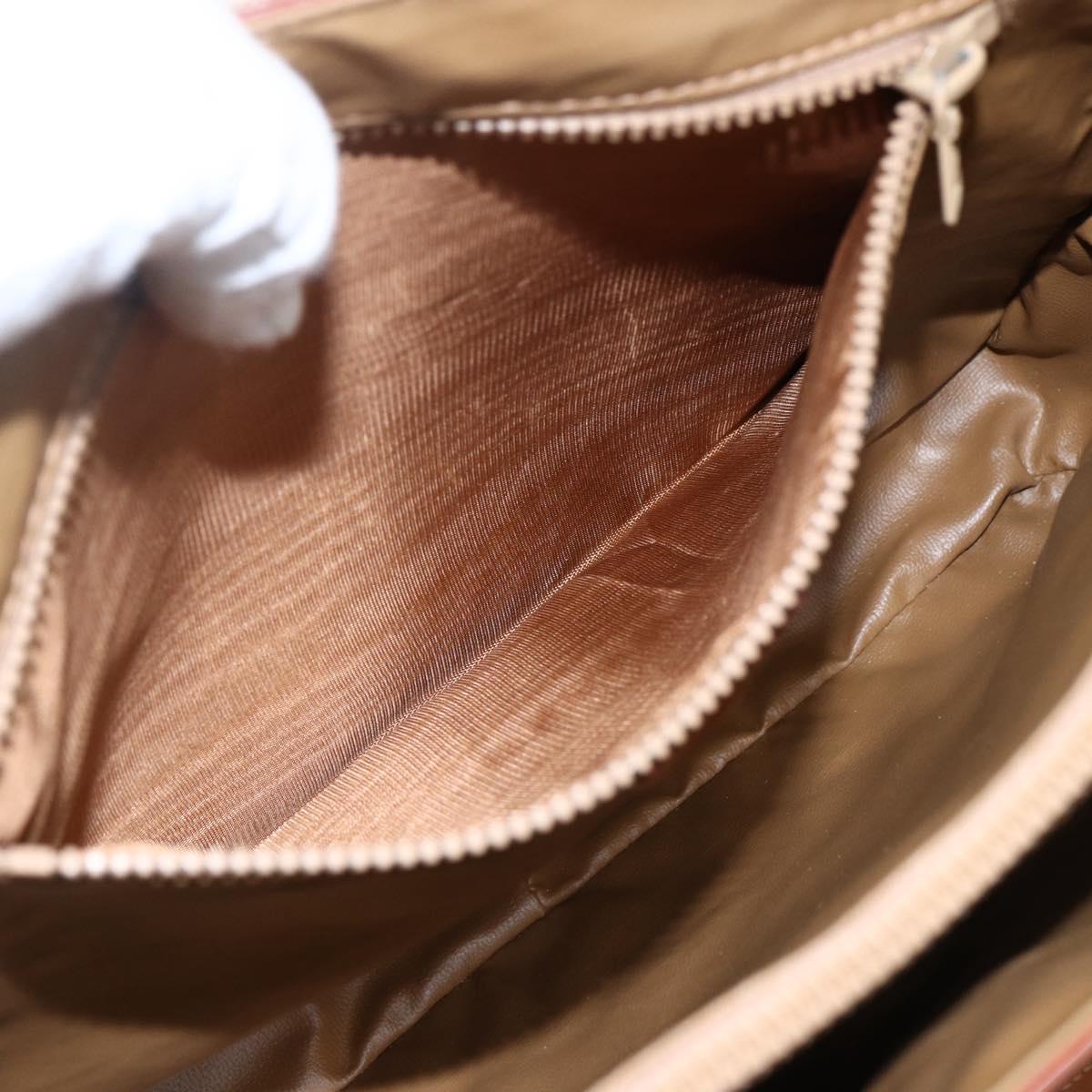 CELINE Macadam Canvas Hand Bag PVC Beige Gold Auth LNZ245