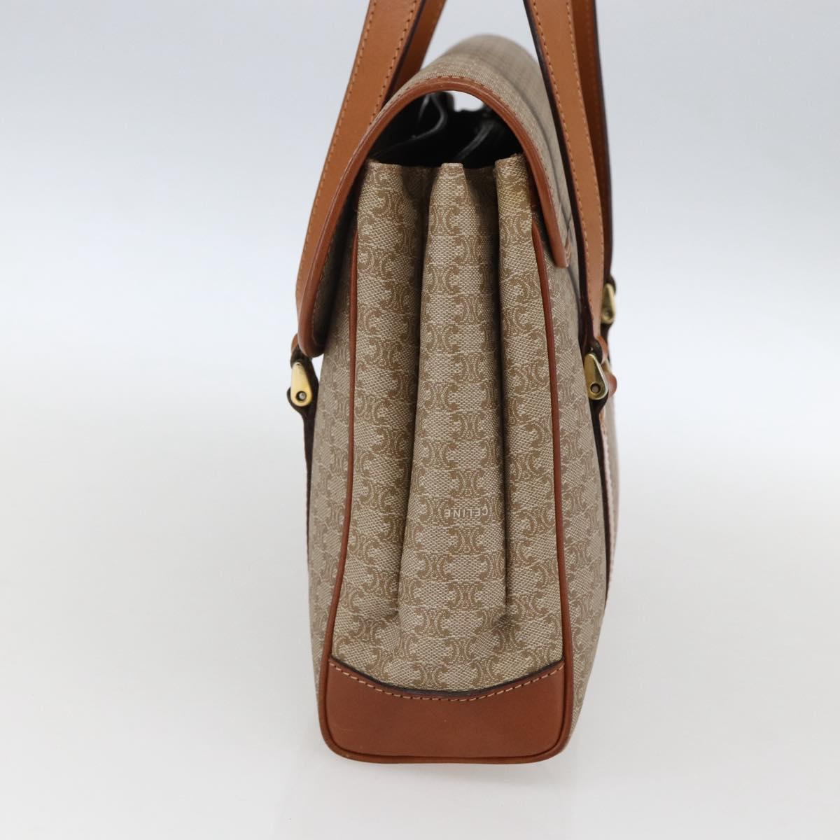 CELINE Macadam Canvas Hand Bag PVC Beige Gold Auth LNZ245