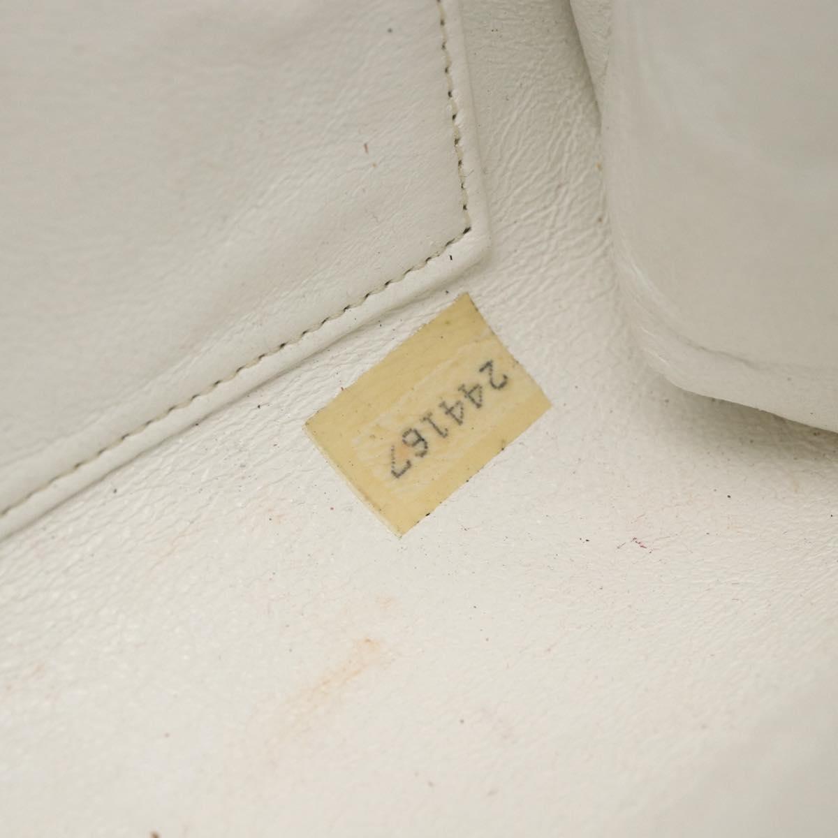 CHANEL Matelasse Chain Shoulder Bag Lamb Skin White Gold CC Auth LNZ247A