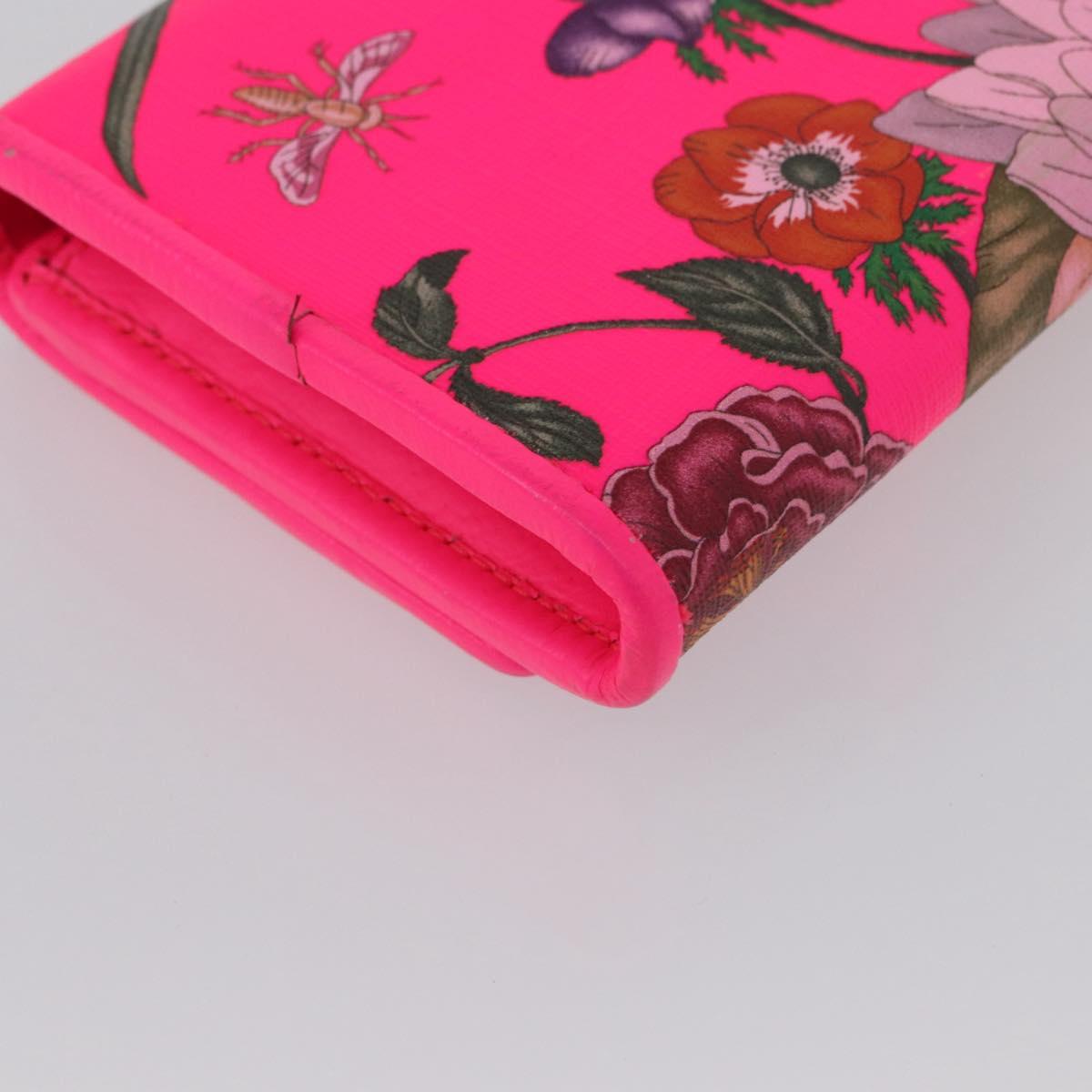 GUCCI Flora Continental Long Wallet Leather Pink Gold 536352 Auth LNZ249V