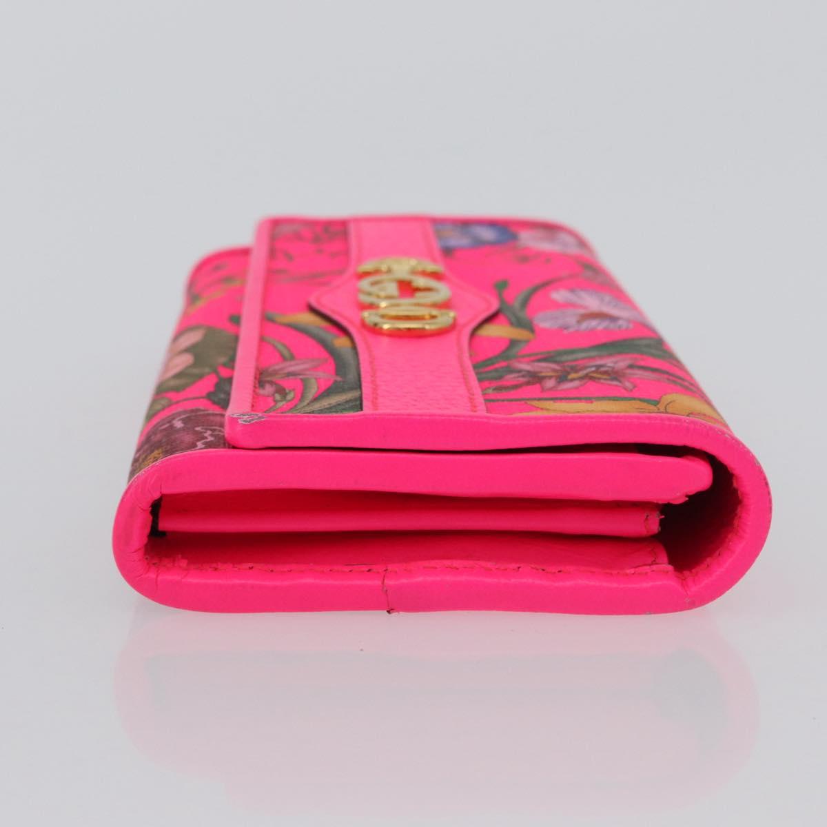 GUCCI Flora Continental Long Wallet Leather Pink Gold 536352 Auth LNZ249V