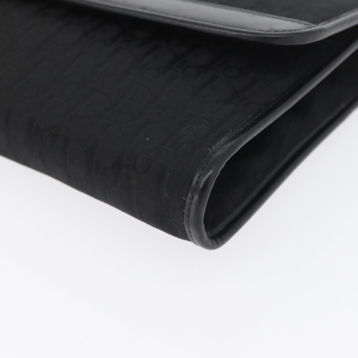 Christian Dior Trotter Canvas Chain Shoulder Bag Black Gold Auth LNZ250