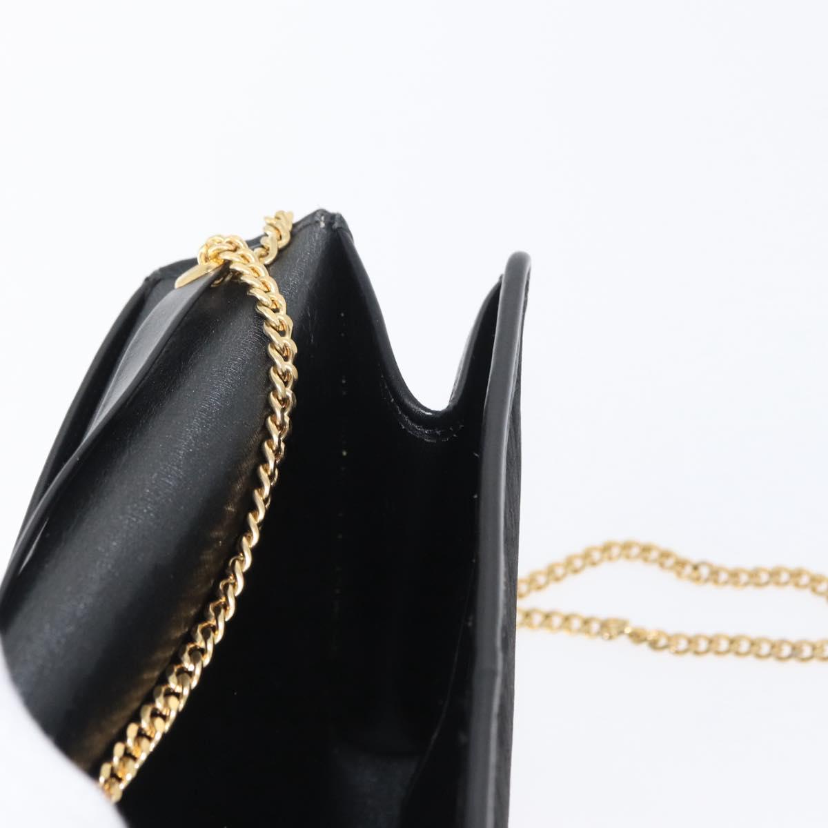 Christian Dior Trotter Canvas Chain Shoulder Bag Black Gold Auth LNZ250