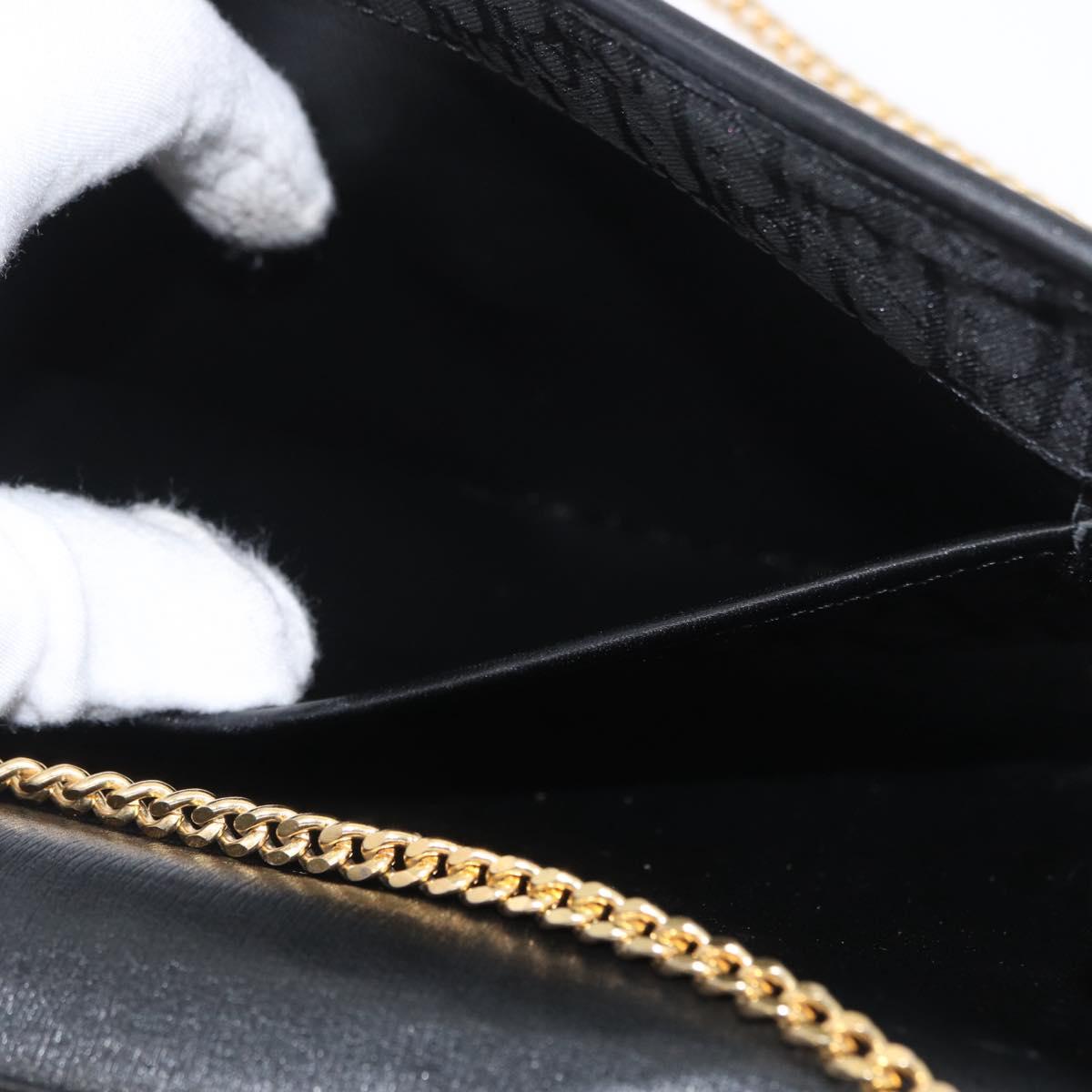 Christian Dior Trotter Canvas Chain Shoulder Bag Black Gold Auth LNZ250