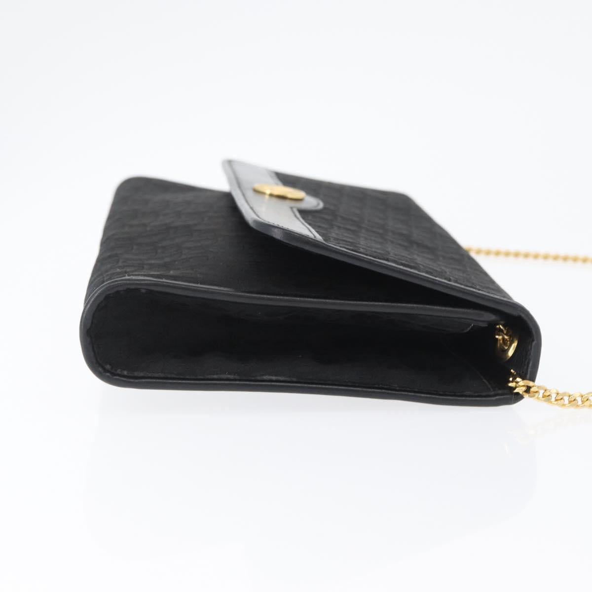 Christian Dior Trotter Canvas Chain Shoulder Bag Black Gold Auth LNZ250