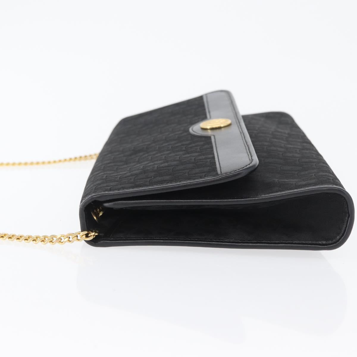 Christian Dior Trotter Canvas Chain Shoulder Bag Black Gold Auth LNZ250