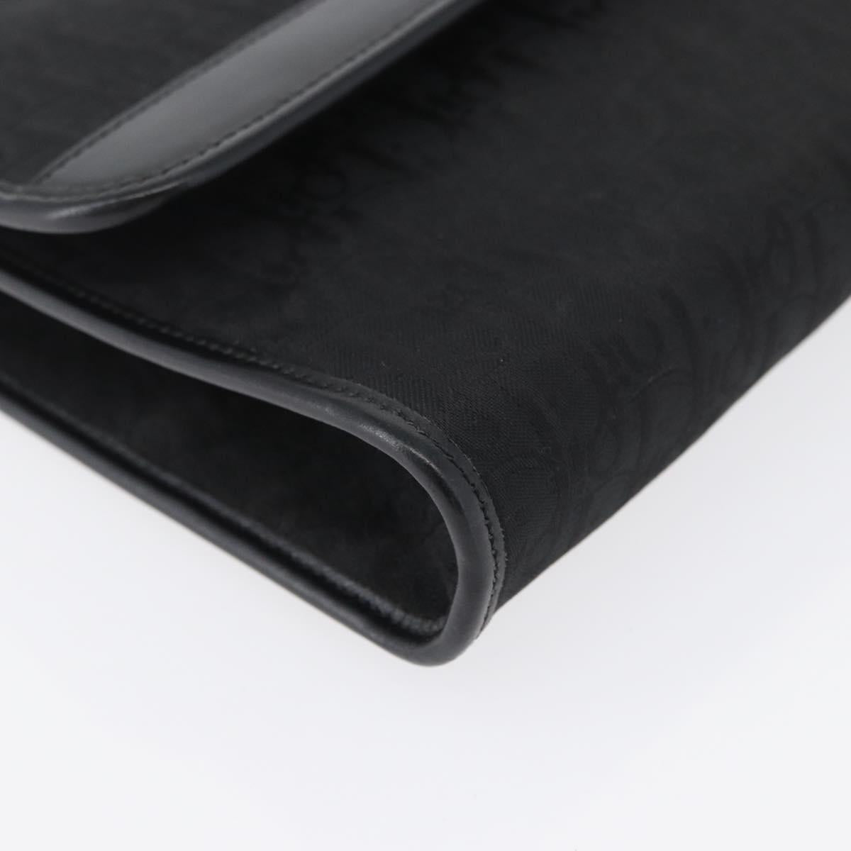 Christian Dior Trotter Canvas Chain Shoulder Bag Black Gold Auth LNZ250